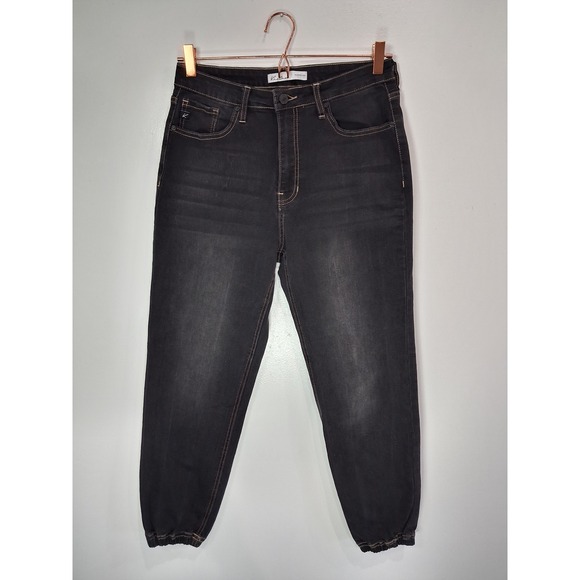 KanCan Denim - KanCan Women Black High Rise Denim Joggers Faded Stretch Jeans 27 126104